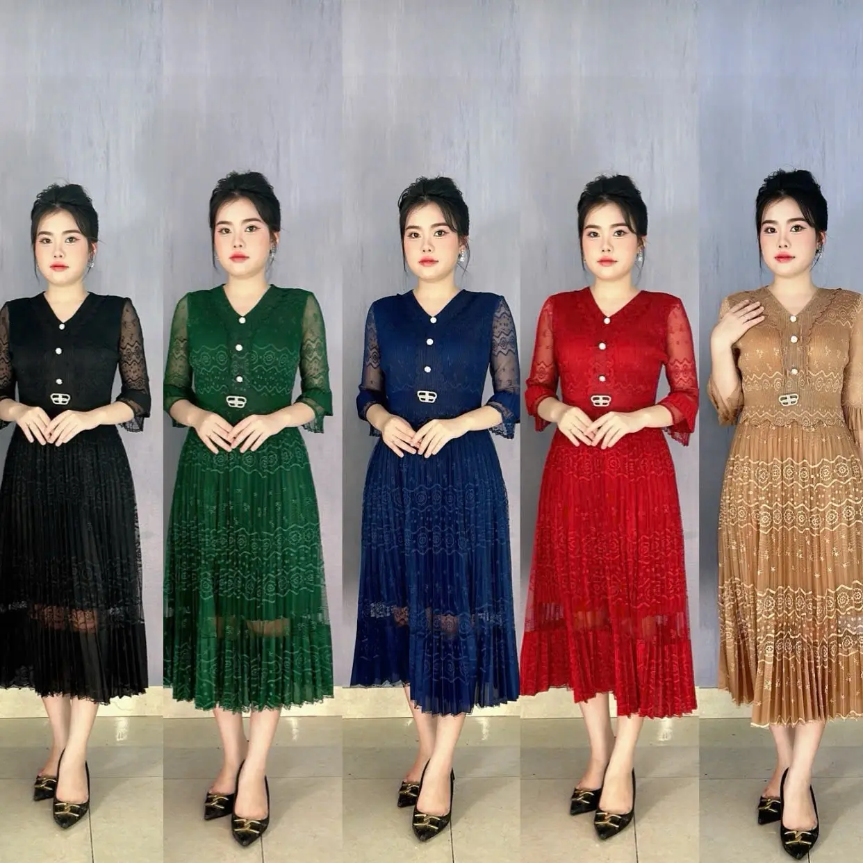 Đầm xếp ly nhập quảng châu