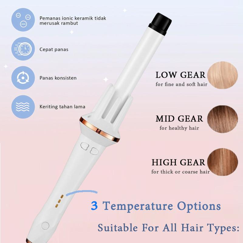 (BISA COD) MISSAI 28MM Catokan Curly Otomatis Catokan Keriting Rambut Otomatis Ceramics Curly 3 Level Penyesuaian Suhu Libra Hair Curly Styler XN388 Elektrik Sisir Merah 4