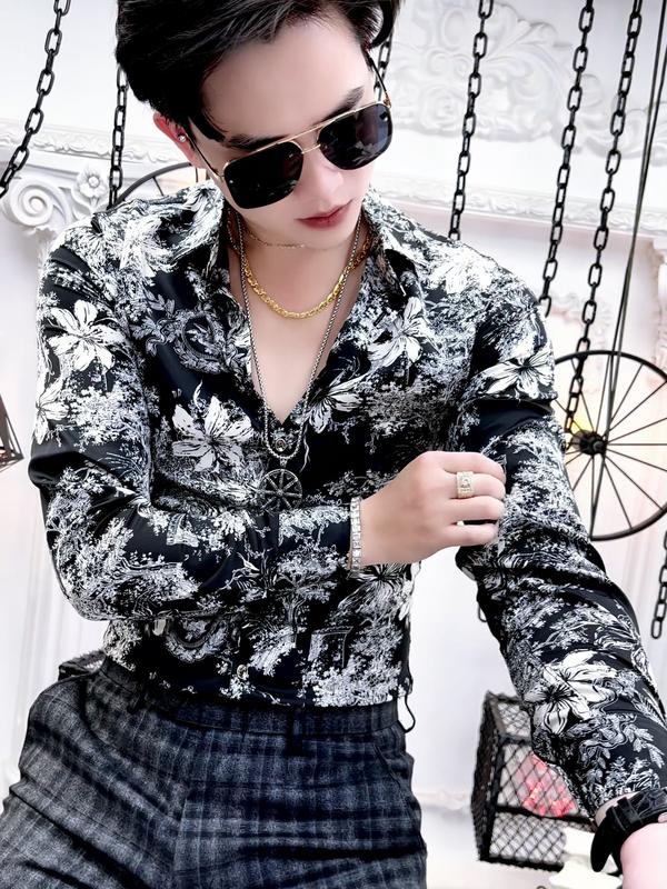 Áo sơ mi nam vải lụa hoa phượng Menswear Shirt Nhung 6