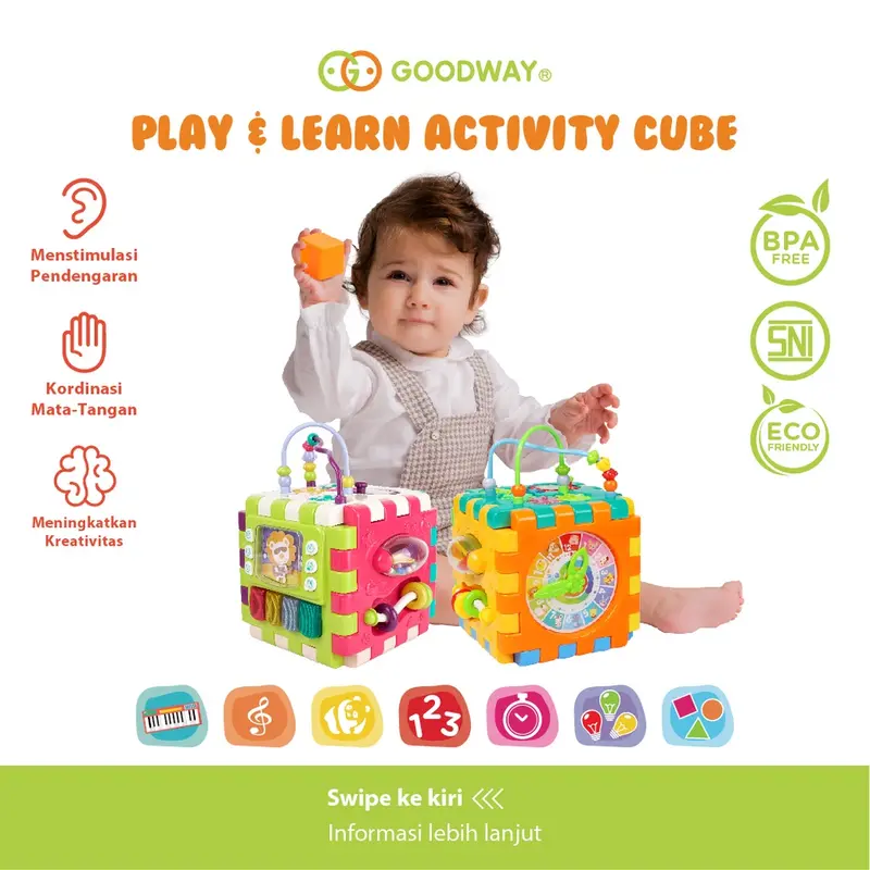 Goodway Play & Learn Activity Cube GW3850A / Busy Box / Mainan Edukasi Anak / Mainan Anak / Wisdom Box - Mainan Bayi 0