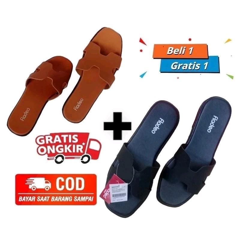 Sandal Flat Wanita Fladeo Beli 1 Gratis 1 || Sendal Japit Wanita Terbaru || Sandal Flat Kekinian Keren 1