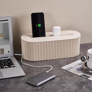 Cable Management Box, Durable Large Capacity Desk Cord Management Storage Box with Lid, Desk Organizer for Office and Home