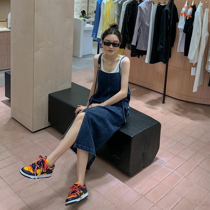 [Sẵn] Yếm váy jean hai dây xẻ tà dáng chữ A phong cách hàn quốc Nữ Dress M4 Women 2