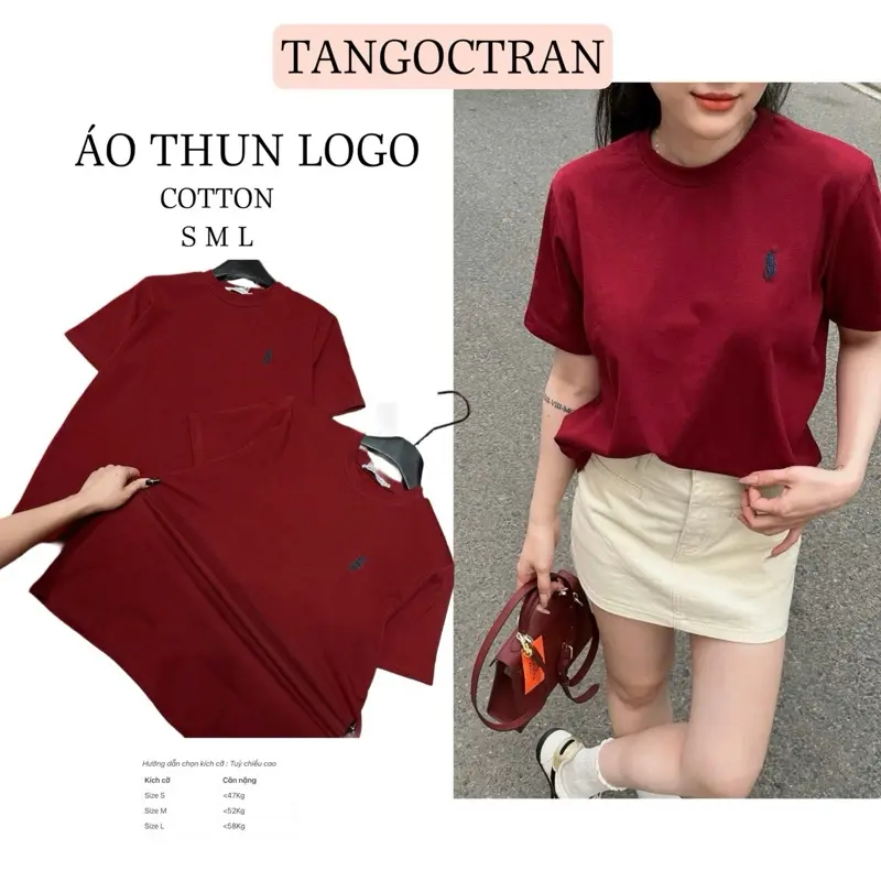 Áo thun nữ, áo phông díp thêu ngựa chất cotton co dãn phom xinh hàng full size SML Women Top Cổ Tròn áo  đỏ gọng  baby vua  thái lan set  baby áo  phông Voi Sen baby  tee  v  một aothun  phomrong