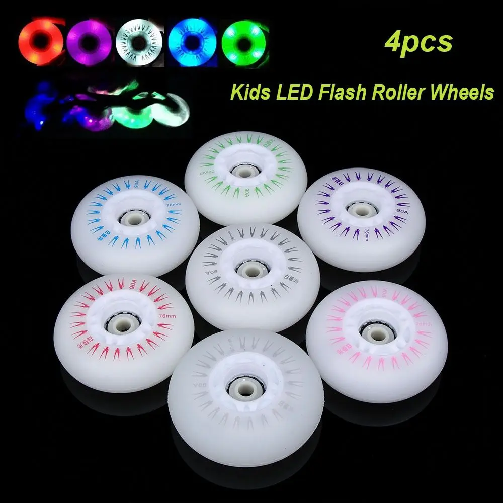 xiawuss 4pcs Adults Kids 90A 60mm 62mm Outdoor Inline Skates Roller Wheels Parts 80mm 76mm 72mm Flash Wheel