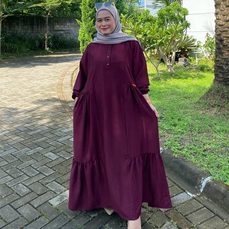 GAMIS WANITA GITA REMPEL LONG DRESS KATUN POLO LINEN PREMIUM LD120 6