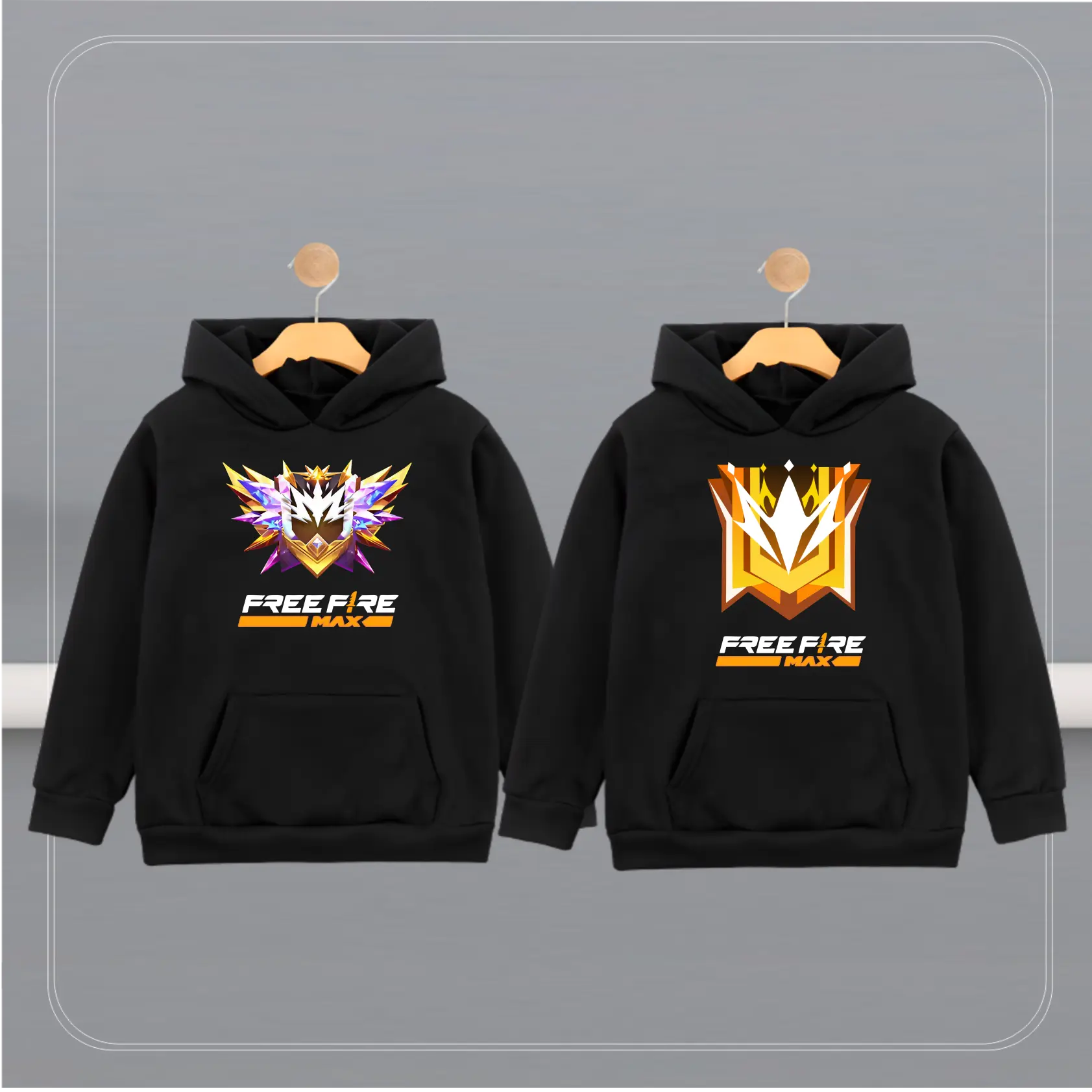 Áo Hoodie Free Fire Chất Nỉ Dầy Dặn 2 Màu Trắng Đen In Logo Rank Thách Đấu Max Dành Cho Nam