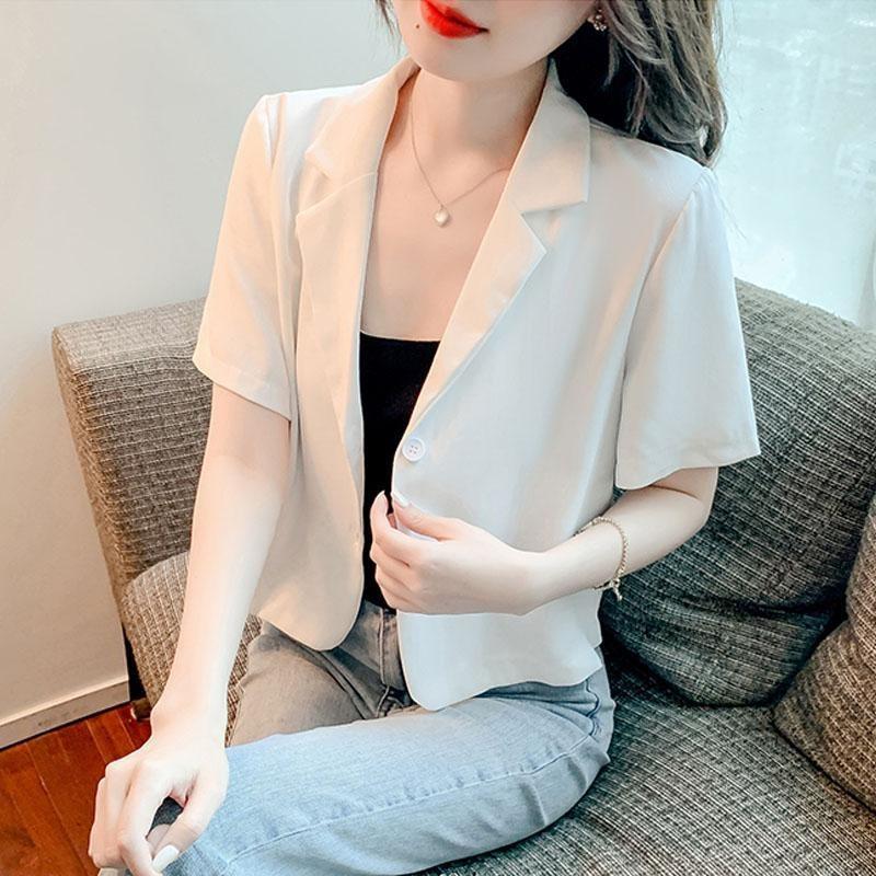 Product Introduction of Áo Khoác Blazer Trắng, Thời Trang, Ngoại Cỡ, Cho Nữ, Cổ Áo Phù Hợp, ngắn Tay, Áo Khoác Ngắn Nữ, Dáng Rộng Và Mỏng, Hàng Mới Về, Thích Hợp Cho Nữ Công Sở Chuyên Nghiệp, Bộ Đồ Màu Đen, Bộ Đồ Blazer Top Women Jacket 4