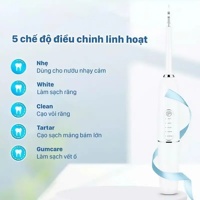 Máy Lấy Cao Răng - Máy Cạo Vôi Răng Tại Nhà -  Kèm Bàn Chải Điện - Máy làm sạch răng tại nhà có bàn chải đánh răng và bộ sạc không dây giúp ngăn ngừa hiệu quả cao răng và viêm nướu 5