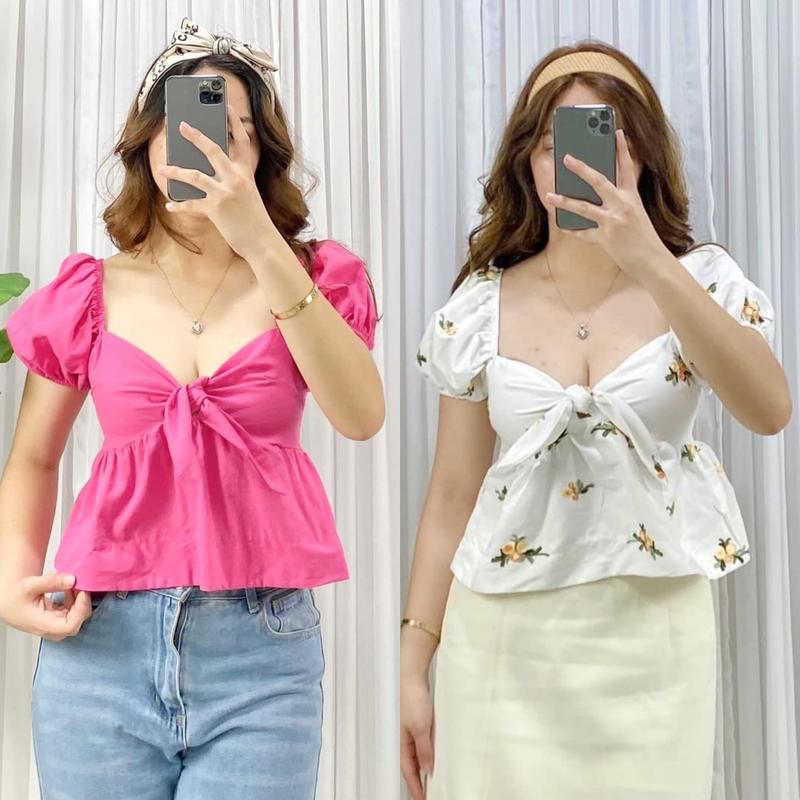 Cleo Ribbon Puff Cropped Top - TikTok Shop Philippines