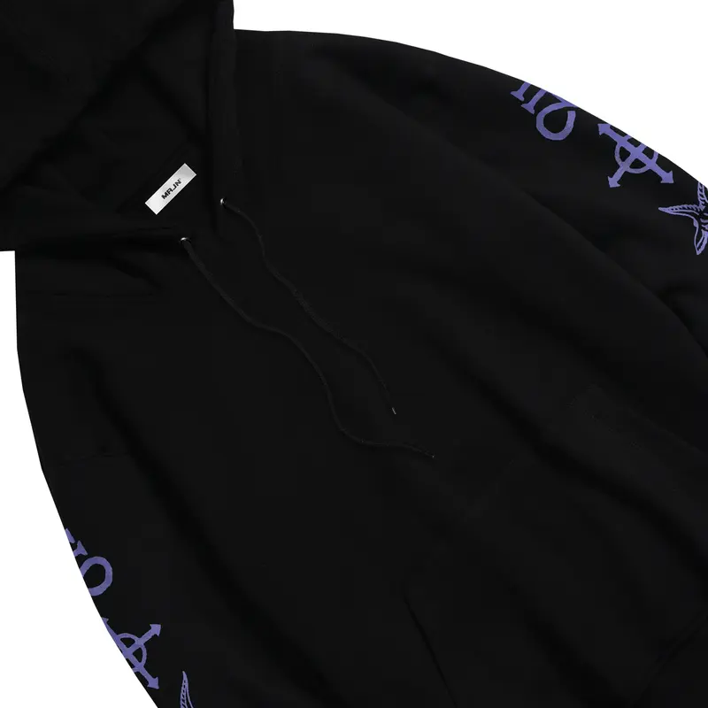 MRJN - Black Hoodie Hollow fleece sweater 2