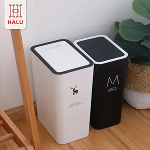 Halu 7L/15L Tempat Sampah Plastik Multifungsi Bentuk Persegi Kapasitas Besar Tempat Sampah Otomatis Dengan Tutup Trash Bin Tong Sampah HSB602