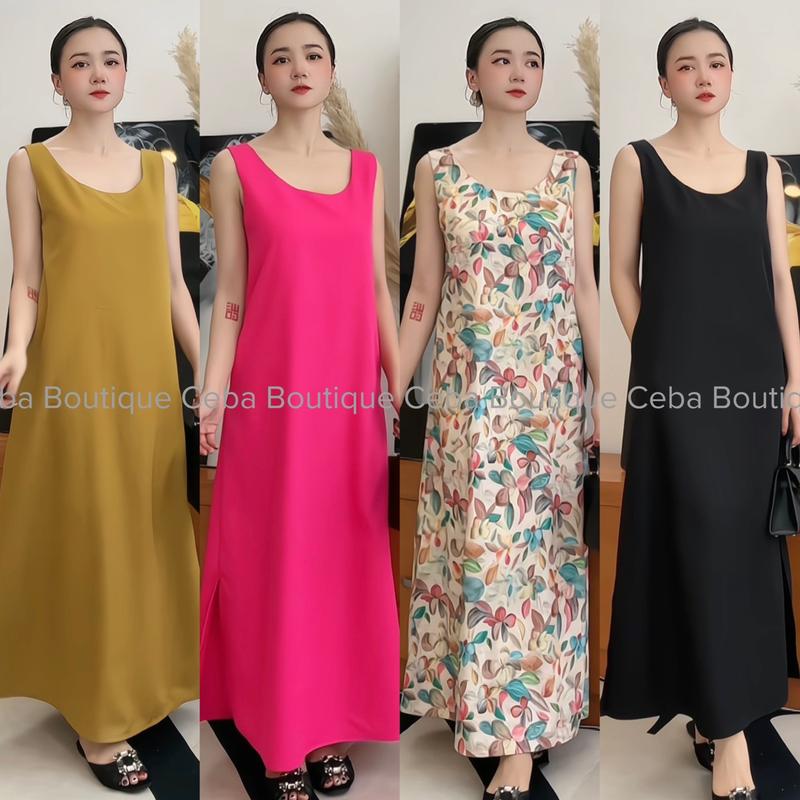  D62 - Đầm Suông Maxi Khoét Lưng Ceba Boutique Nữ Kem Women Dress 