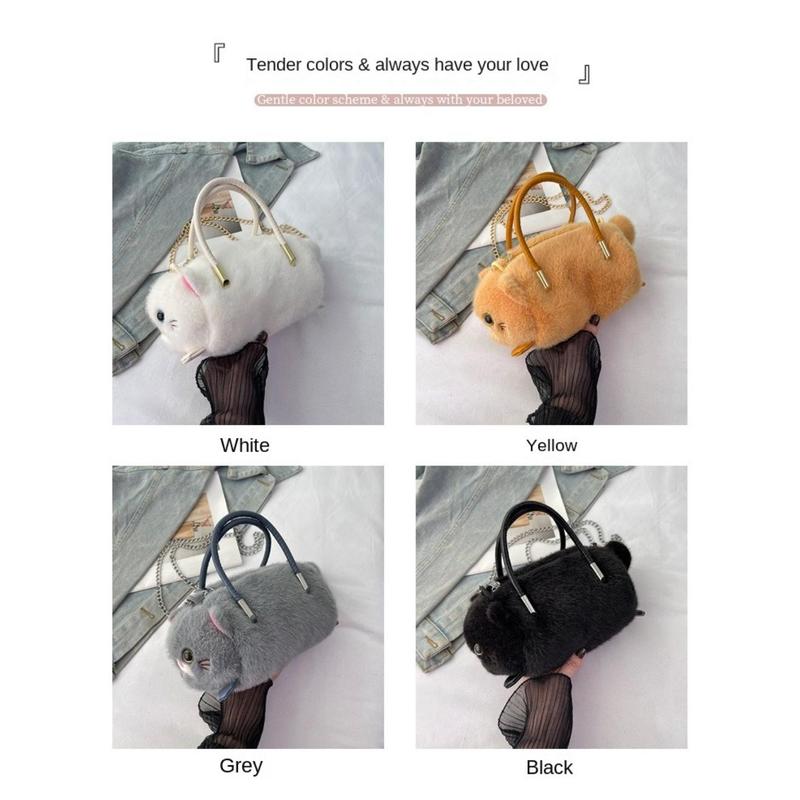 Product Introduction of Cute Cat Handbag Plush Large Capacity Shoulder Crossbody Bag Versatile Multicolor Bucket Bag 22
