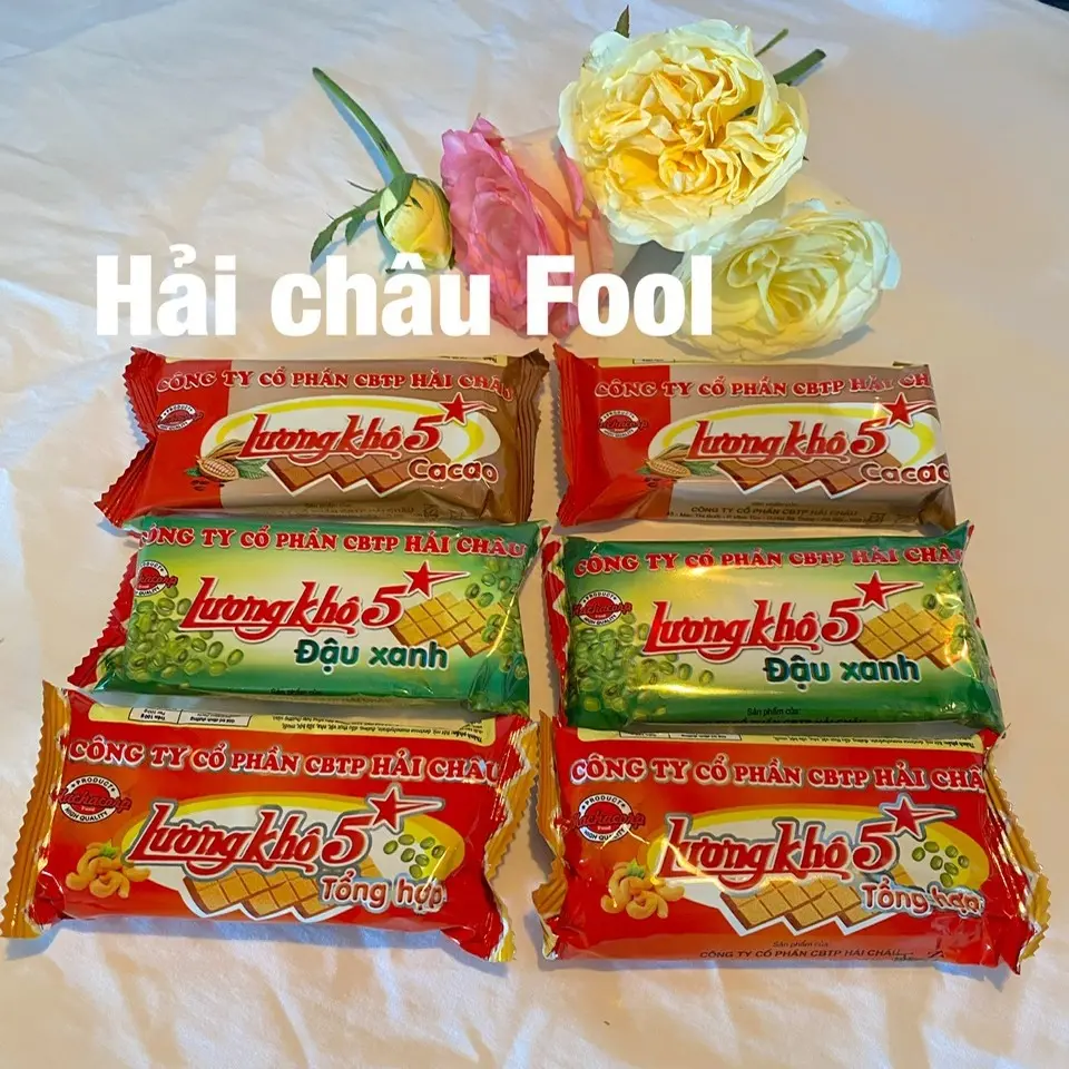 Combo 20 Gói Lương Khô Hải Châu 3 Vị Ca cao/đậu xanh/tổng hợp Thơm Ngon Bổ Dưỡng Tốt Cho Sức Khỏe