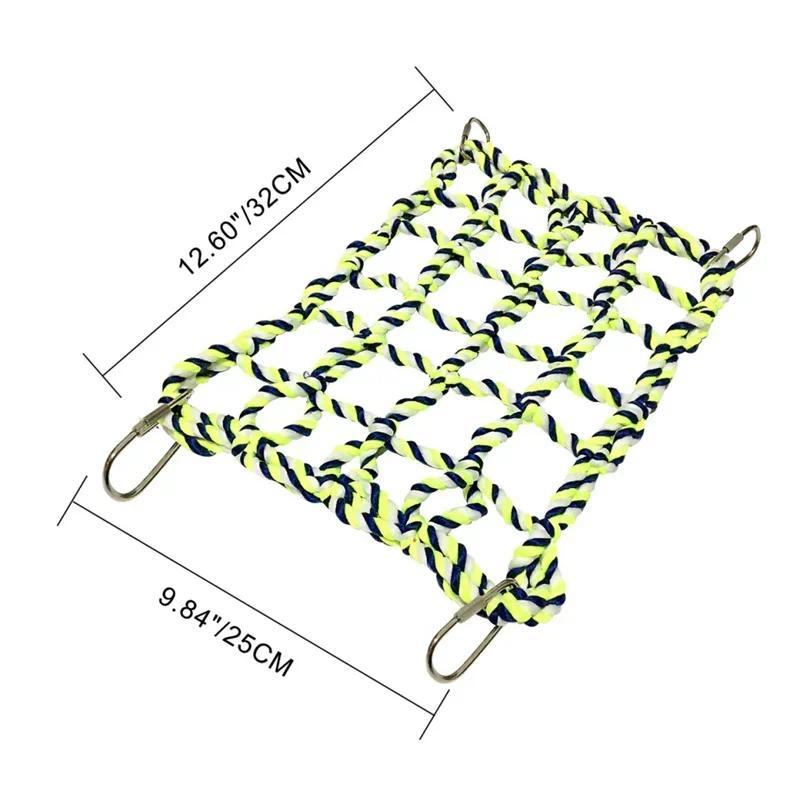 Product Introduction of Pet Hammock Toy Hamster Squirrel Puppy Net Rope House Balcony Hammock Colorful Weave Climbing Net Parrot Bird Net 9