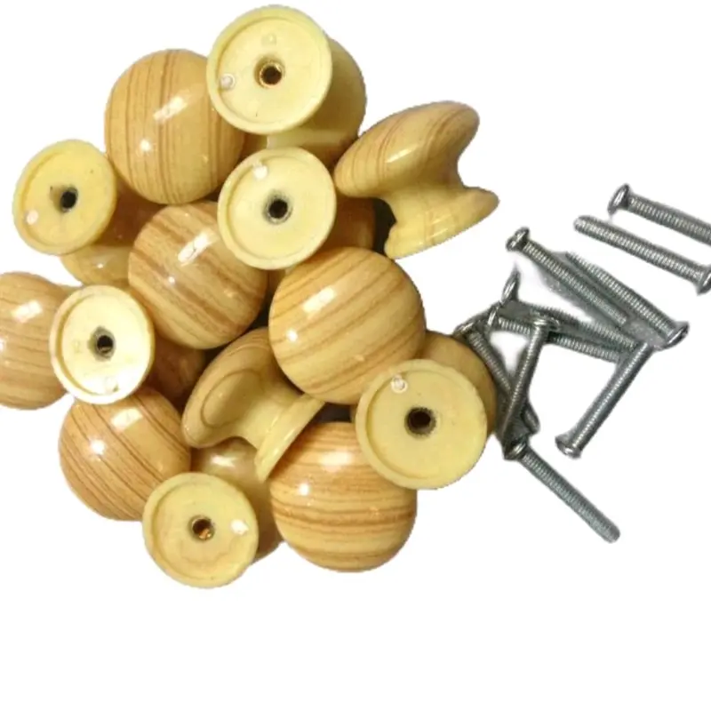 Tay tủ gỗ núm tủ gỗ tủ trạn màu vàng giả vân gỗ kích thước 3cm và 2.5cm 0