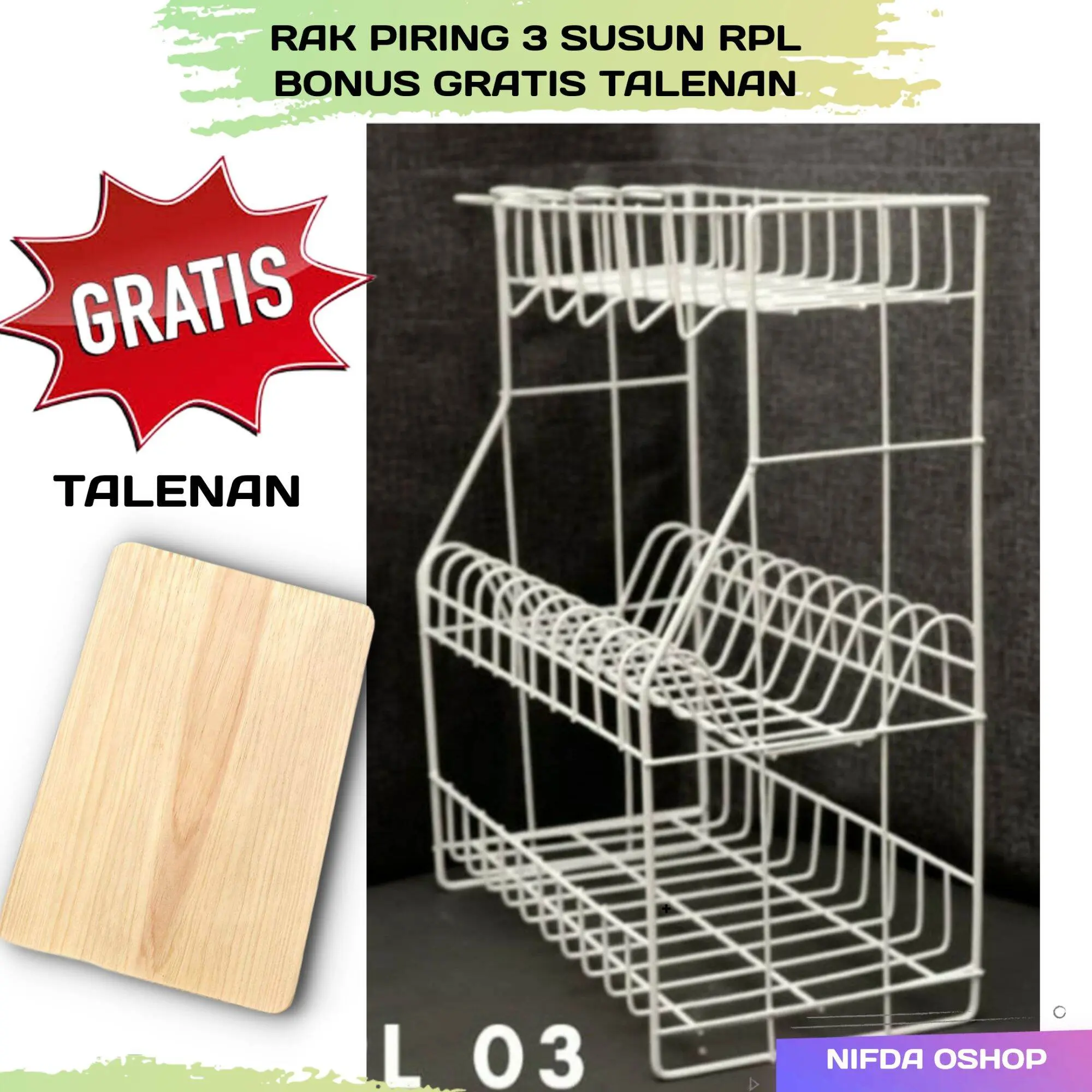 【AFLS】 GRATIS TALENAN Rak Piring Besi Anti Karat RPK/RPL 3 Susun Bahan Tebal Bisa COD