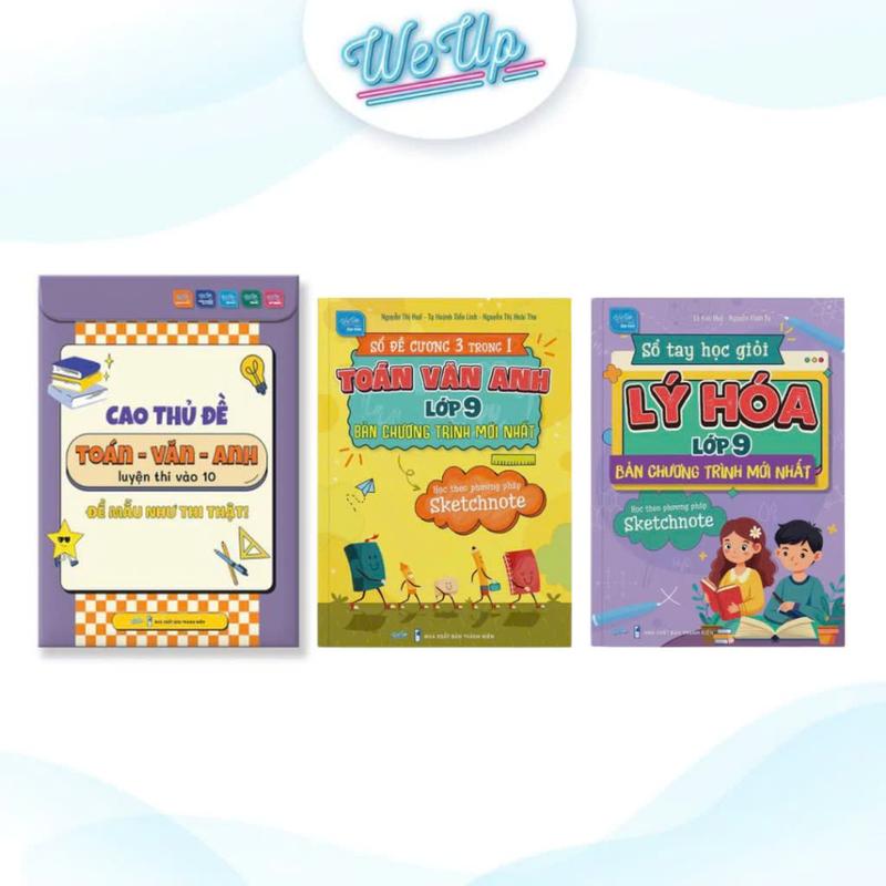 Combo 3 sách: Cao thủ đề Toán Văn Anh + Sổ đề cương Sketchnote 3 trong 1 Toán Văn Anh 9 + Sổ tay học giỏi Lý Hóa lớp 9