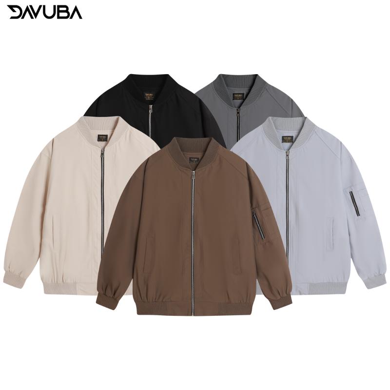 Áo khoác Bomber DAVUBA túi khoá tay dài trượt nước cản gió SM101