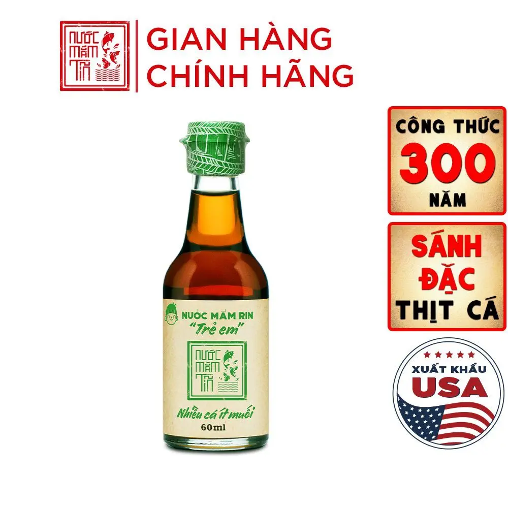 [1 chai] Nước mắm Tĩn trẻ em cho bé ăn dặm độ đạm 42N 60ML nhiều cá ít muối