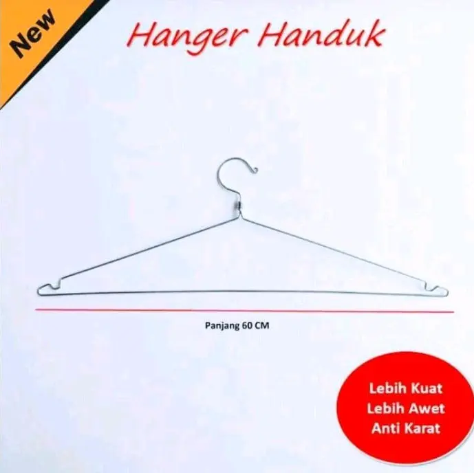 Hanger handuk besi super besar panjang 60 cm. Gantungan stabil lemari baju
