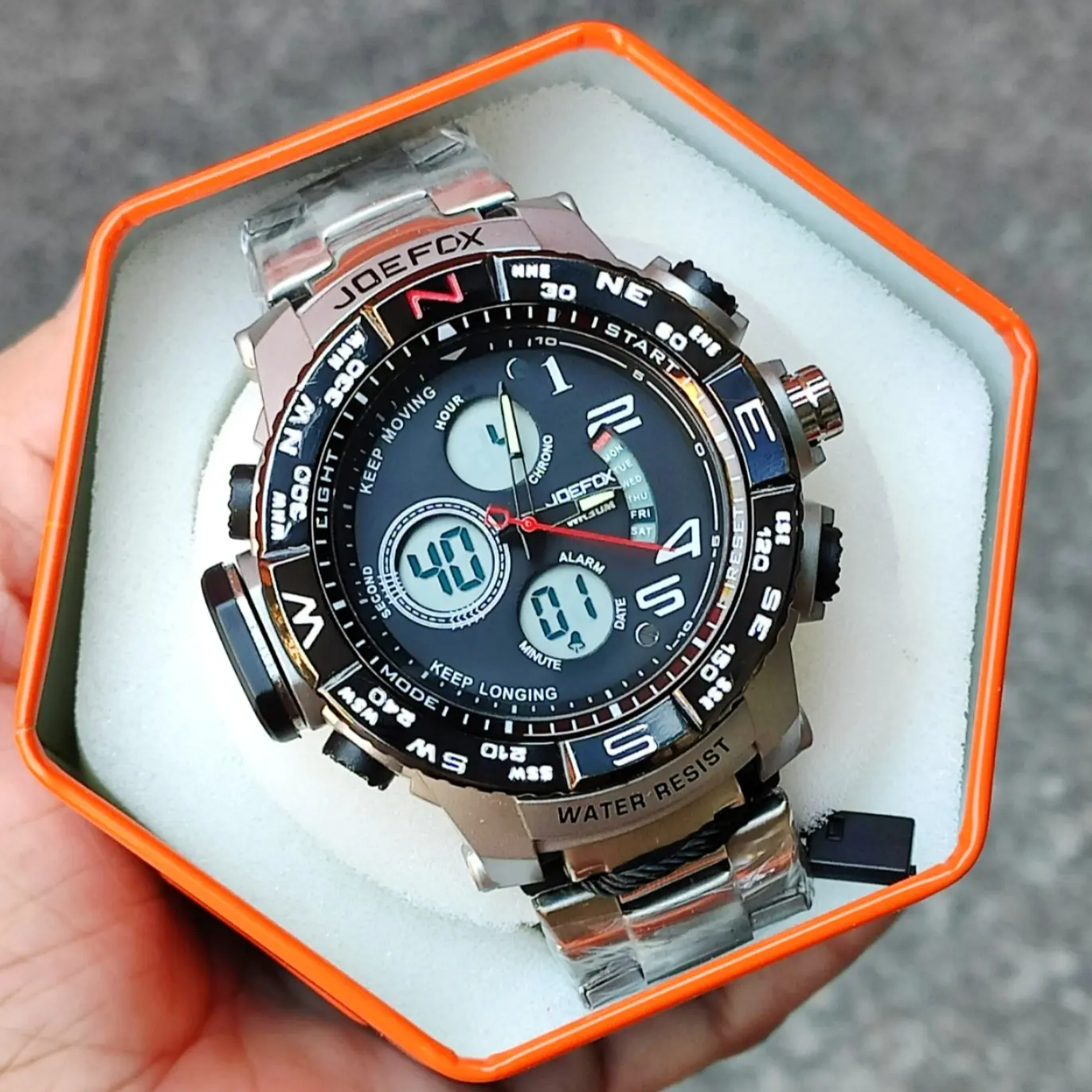 JOE様 Metal Series Men's JOEFOX DUAL-TIME Super Illuminator Casual Watch