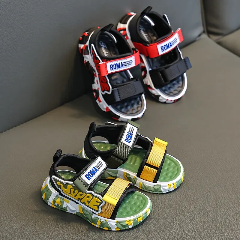 [2-11 tuổi]BM01 Sandal  Hàn Quốc size24-35 Jean Dép Sandal Voi, thời trang phong cách cho bé trai mũi hở thoáng khí mềm êm HQ 0