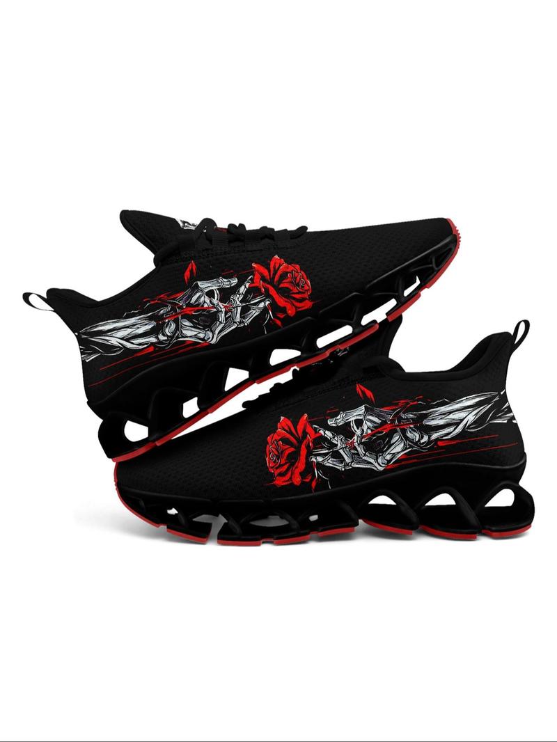 Product Introduction of Men's Eagle Print Lace Up Low Top Sneakers, Casual Comfortable Breathable Sports Running Shoes, Male All-match Round Toe Shoes for Daily Wear 7