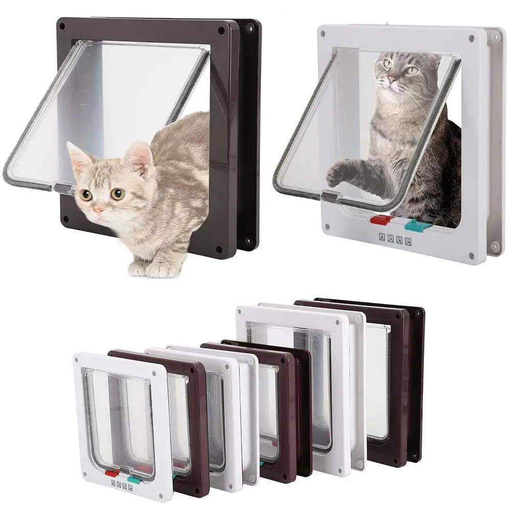 Easy Installation Weatherproof 4 Sizes With  Lock Freely ABS Material Pet Supplies Flap Door Dog Gates Cat Door