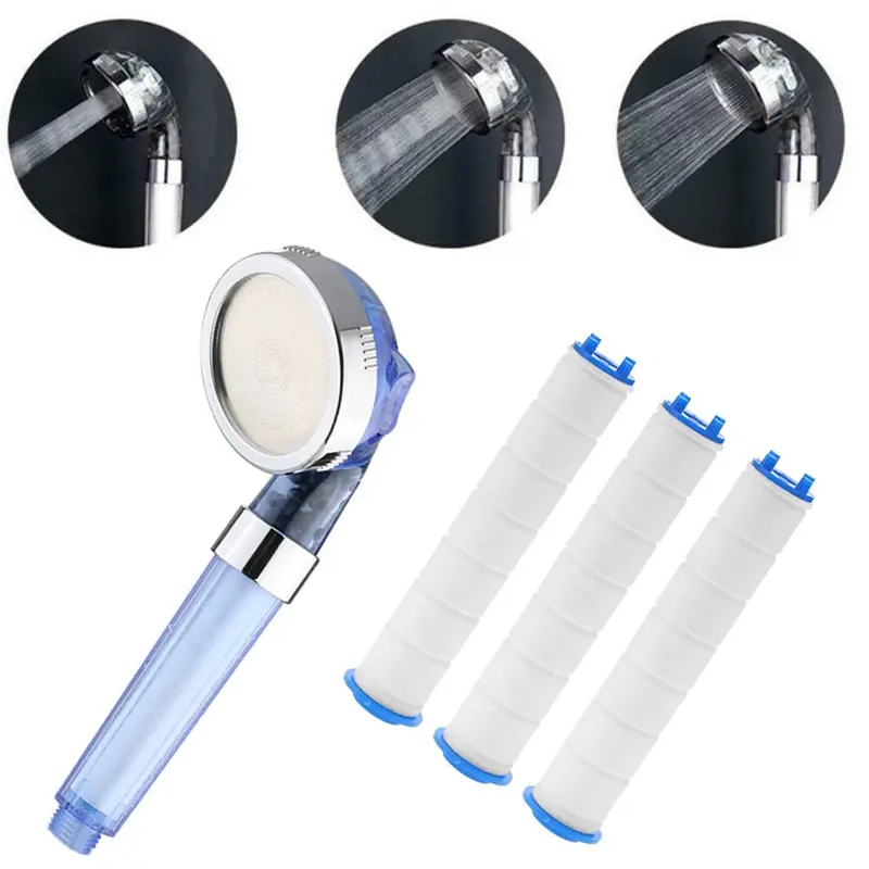 Bathroom PVC Cotton Filter Shower Head Three Gears With 3pcs Filter /1PC Filter 8