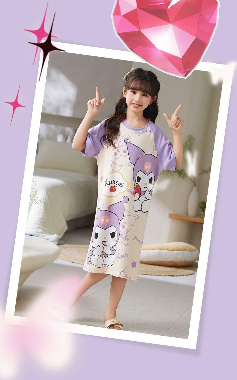 Product Introduction of 2024 New Princess Style Children's Pajamas for Girls Summer Parent-Child Baby Nightdress Thin Large Girl Homewear 11
