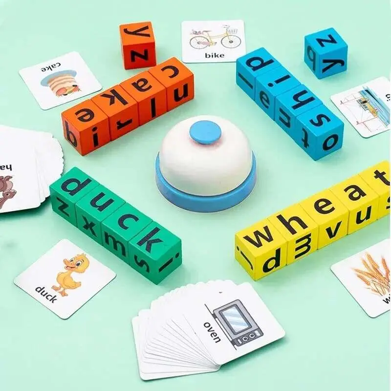 Children's Wooden  Letters Block Cognitive Pairing Learning Word Matching Puzzle Education Toys Battle Game