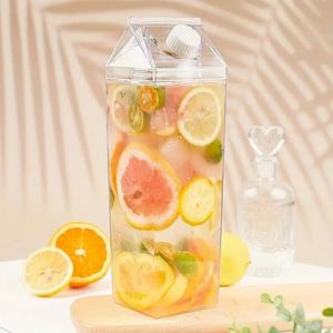 1 Pieza Botella para leche, Botella sellada cuadrada transparente para almacenar leche fresca, Contenedor de leche portátil para el hogar, oficina y escuela