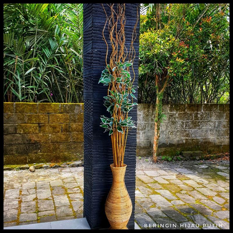 10 Batang Bambu Ulir Natural Variasi Daun  (Tidak Termasuk Vas/Pot) 1