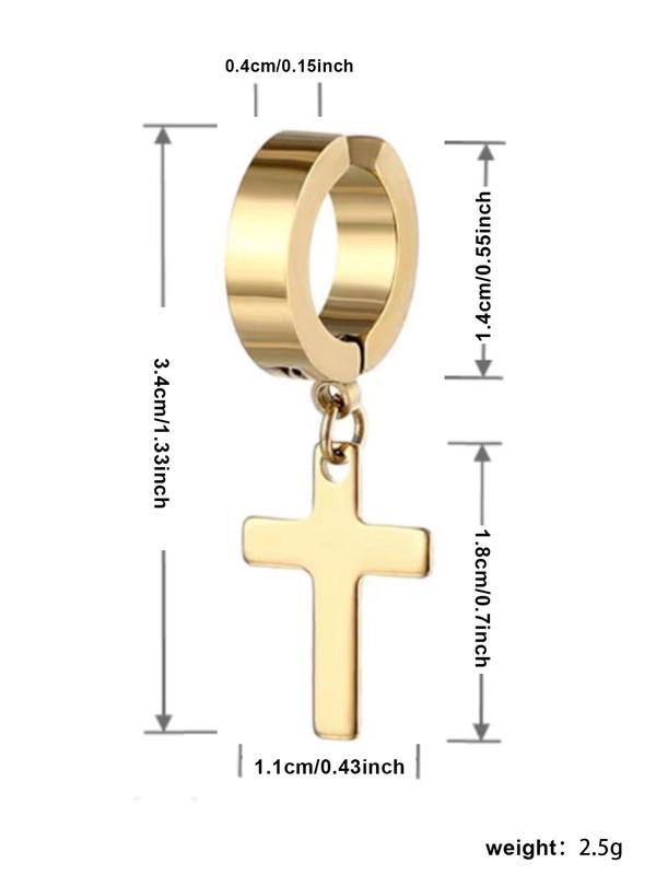 1 Pair Unisex Street Style Simple Plain Cross Design Dangle Earrings, All-match Trendy Dangle Earrings, Fashionable Jewelry for Women and Men for Daily Decoration 7