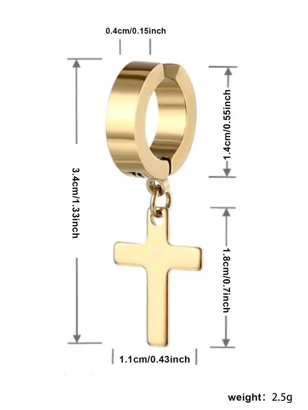 1 Pair Unisex Street Style Simple Plain Cross Design Dangle Earrings, All-match Trendy Dangle Earrings, Fashionable Jewelry for Women and Men for Daily Decoration 7