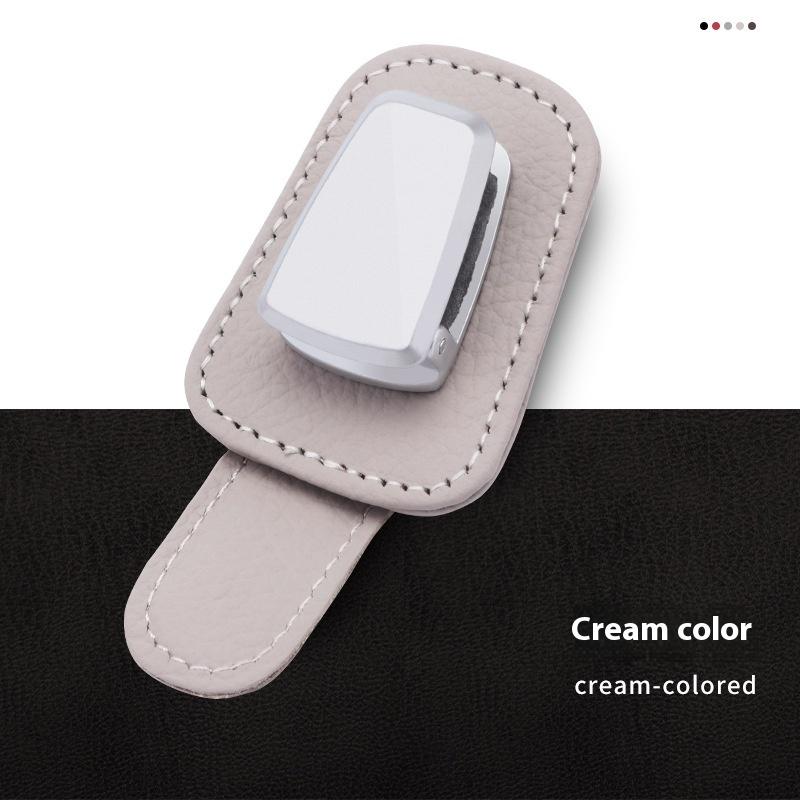 Car Sunshade Glasses Clip Multifunctional Bill Storage Car Sunglasses Bracket Creative Cow Leather Car Supplies 7