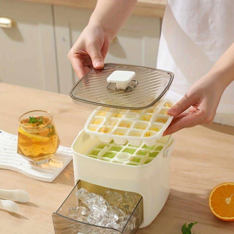 48-grid Ice Cube Maker, 1 Count Double Layer Ice Cube Maker with Bin, Ice Tray for Freezer, Kitchen Utensils & Gadgets, Kitchen Supplies 6