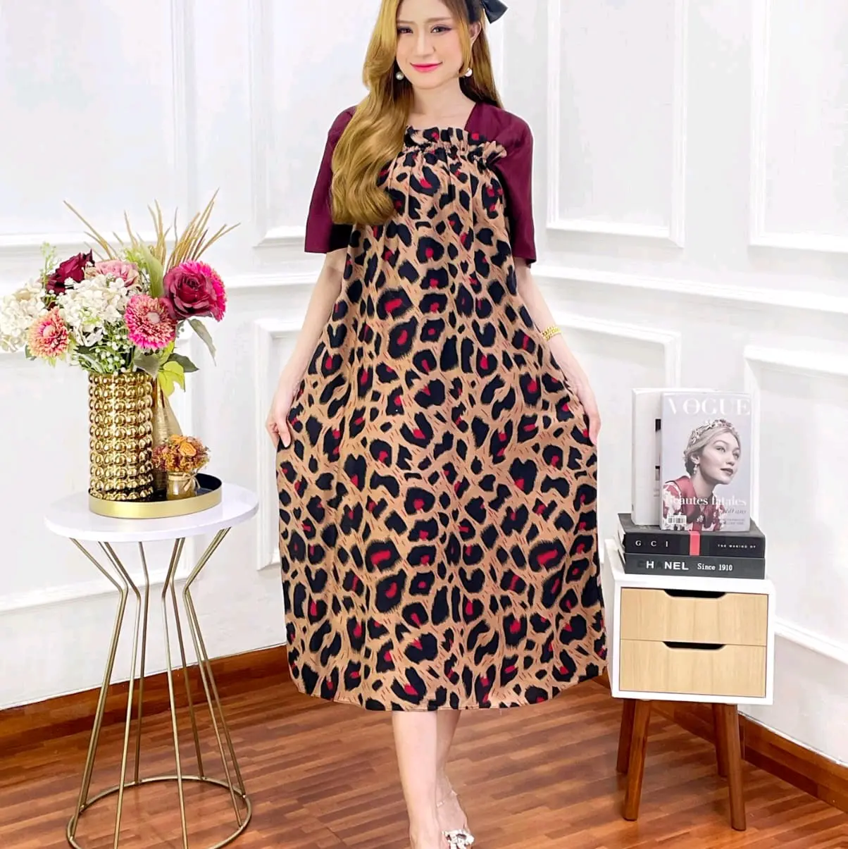 Daster Fuji leopard terbaru busui friendly bahan rayon premium