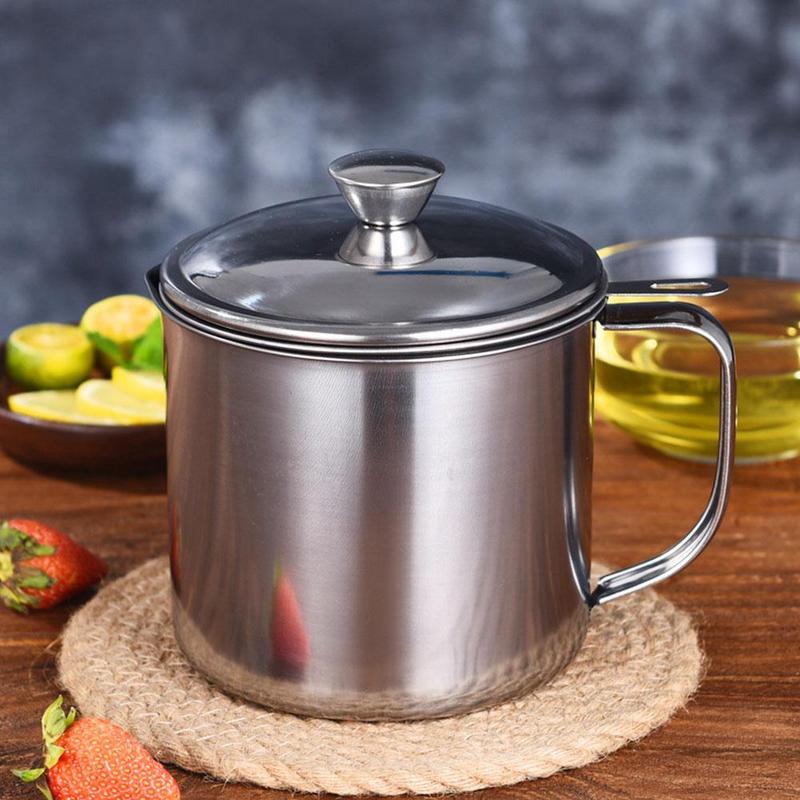 Product Introduction of 1.3L Large Capacity Storage Pot Oil Bottle Thin Style Cup Containers Strainer Steel Stainless E4A6 28