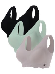 Women's Letter Print Wireless Bra, Soft Comfortable Breathable Backless Bra, Lingerie for All Seasons