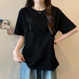 Áo thun tay ngắn phong cách Trung Hoa mới cho nữ, size lớn, dáng rộng thoải mái, chất liệu mỏng phù hợp mùa hè, năm 2026