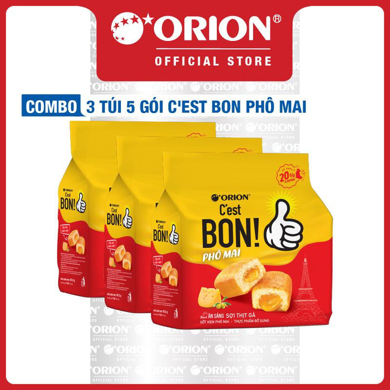 Combo 3 Túi 5 Gói Bánh ăn sáng C'est Bon Sợi thịt gà Sốt kem phô mai (101,5g)