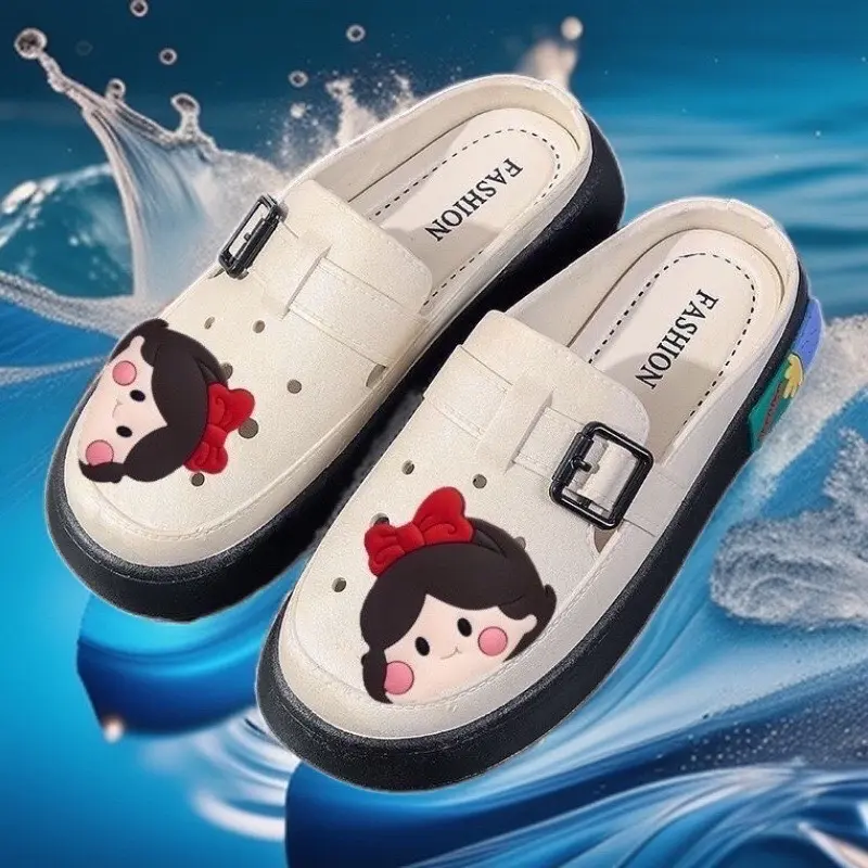 039Giày Lỗ Bao Đầu nữ 2024 đế dày mùa hè 2 màu DéP Shoes Slipper Women Có Quai Kim Tuyến