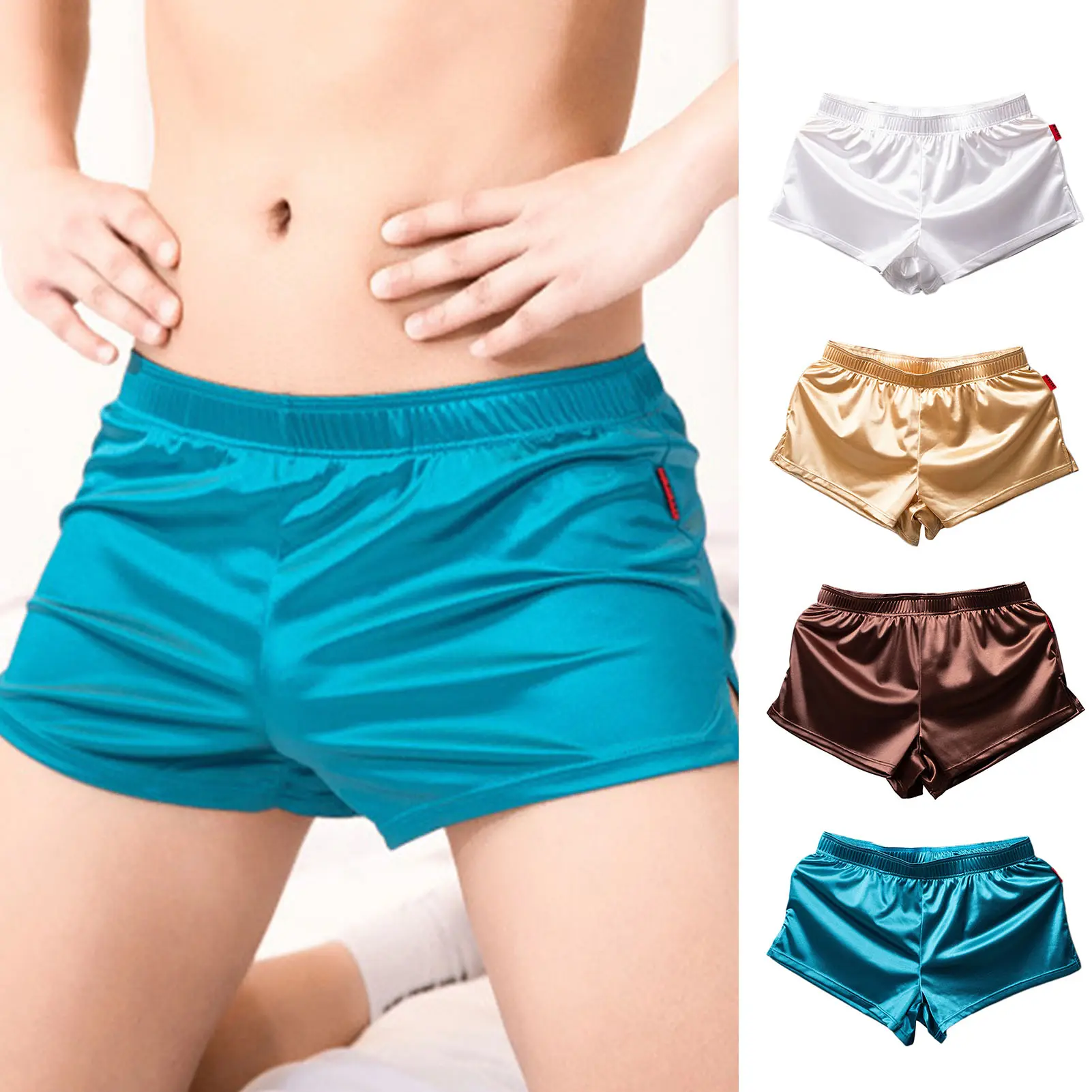 Đồ Lót Dáng Rộng Cho Nam, Eo Co Giãn, Vải Mịn, Quần Đùi Ngủ, Màu Trơn Quần Đùi Phòng Chờ Đồ Ngủ Trắng Áo Nhung