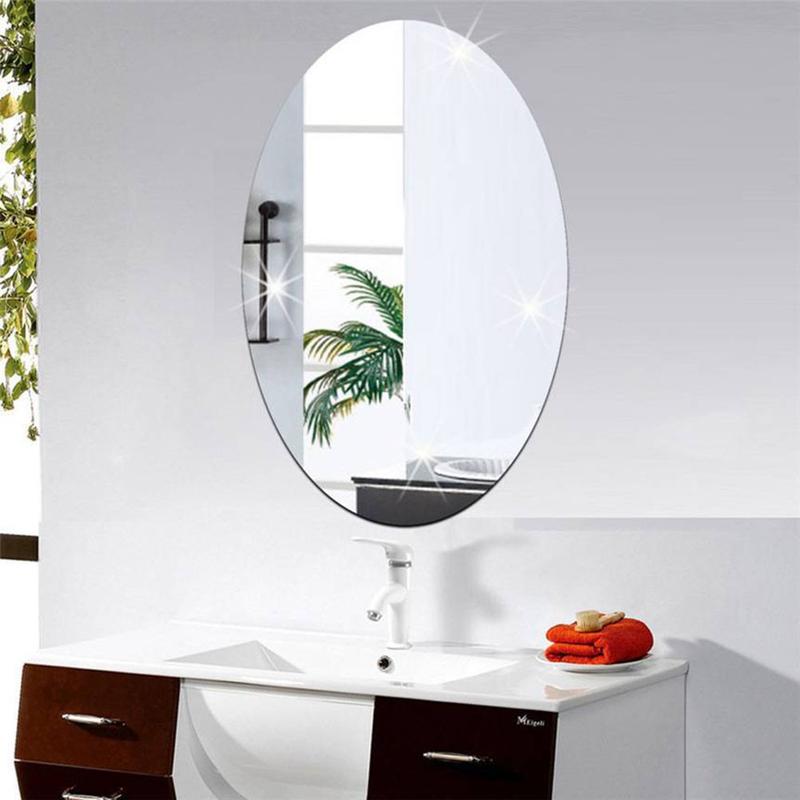 KAR Oval Square 3D Acrylic Mirror Wall Sticker Self Adhesive for Bathroom Home Decor 8