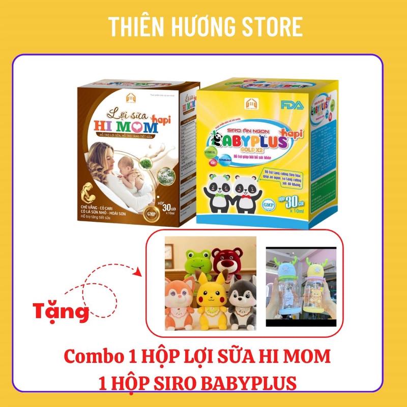 Combo 1 lợi sữa Himom Hapi + 1 siro ăn ngon BabyPlus Hapi Vitamin Men Vi Sinh
