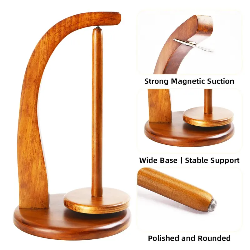 Wooden Yarn Holder Knitting and Crocheting, 1 Piece Portable Rotating Knitting Needle Stand, Sewing Supplies Crafts for Home & Sewing Room, Valentine's Day Gift 6