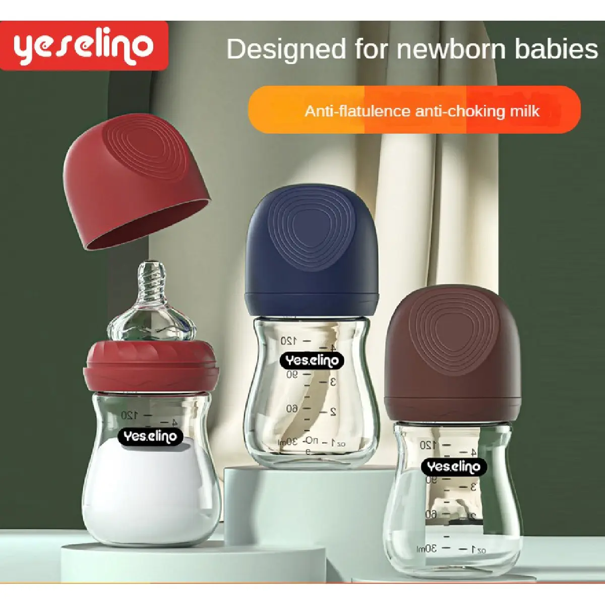 New glass bottle nipple anti-colic milk bottle small baby feeding bottle